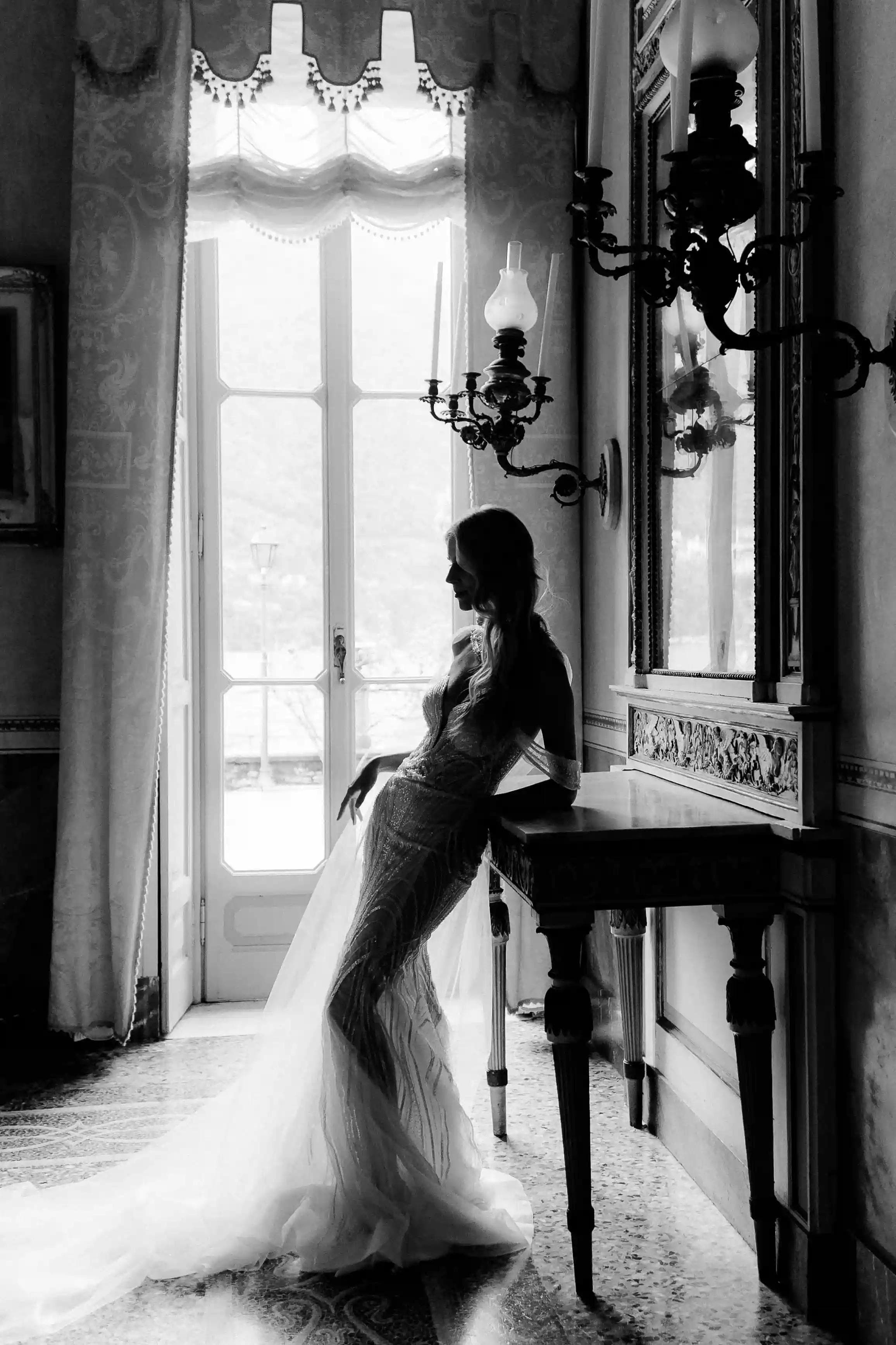 black and white bride